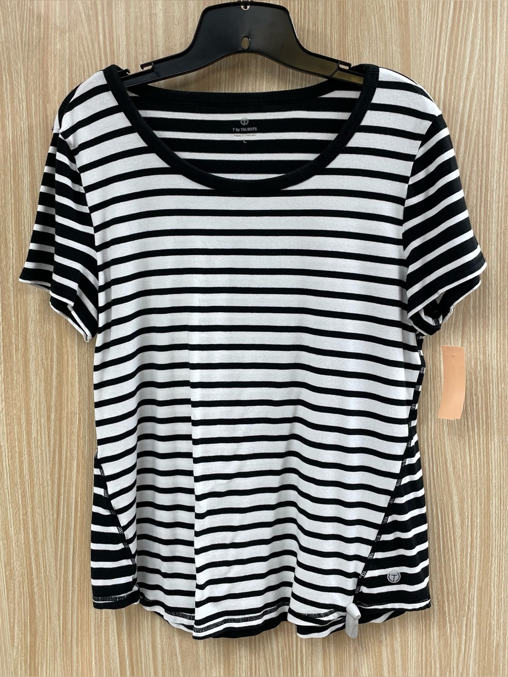 Talbots Black Stripe Top Size L